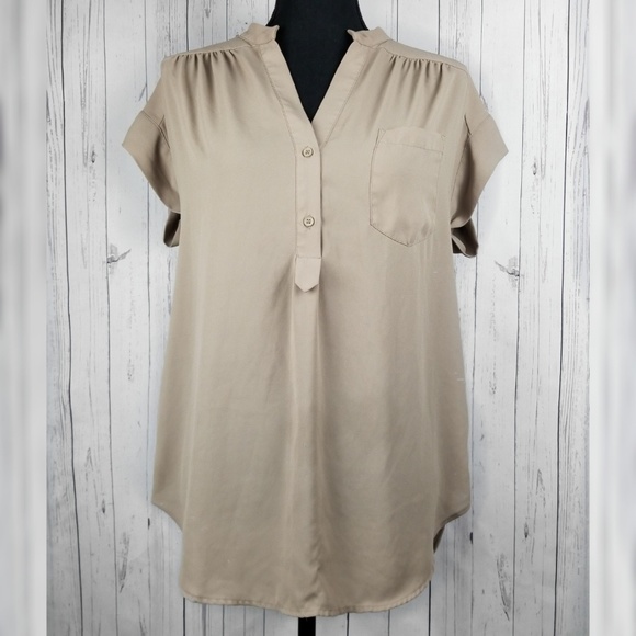 Pleione Tops - 🌹 PLEIONE (S) Beige Chiffon Blouse